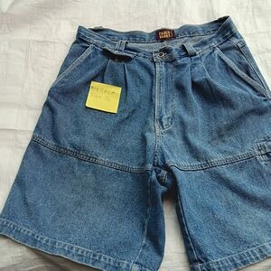 (SOLD)Faded Glory Blue Pleated Denim Jean Shorts